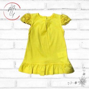 Vintage Yellow Dress. Short sleeve embroidered
